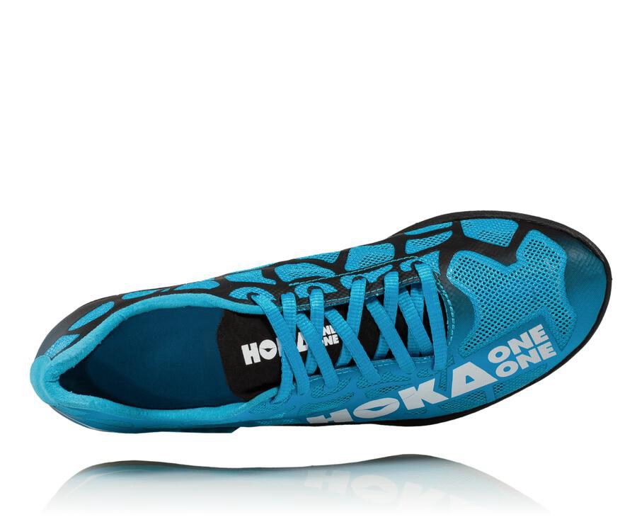 Hoka One One Mens Spikes - Rocket X - Blue/White - THBP81597
